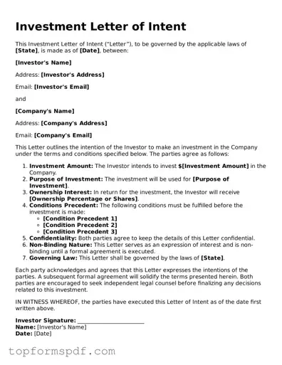 Legal Investment Letter of Intent Form