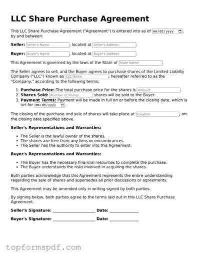 Legal LLC Share Purchase Agreement Form