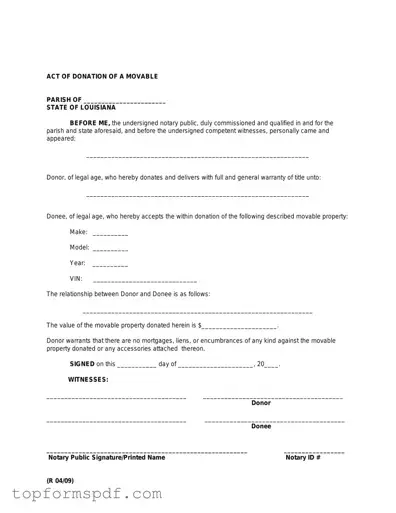 Louisiana act of donation Template
