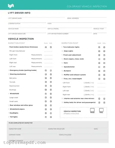 Lyft Inspection Template