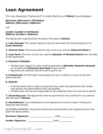Legal Loan Agreement Form