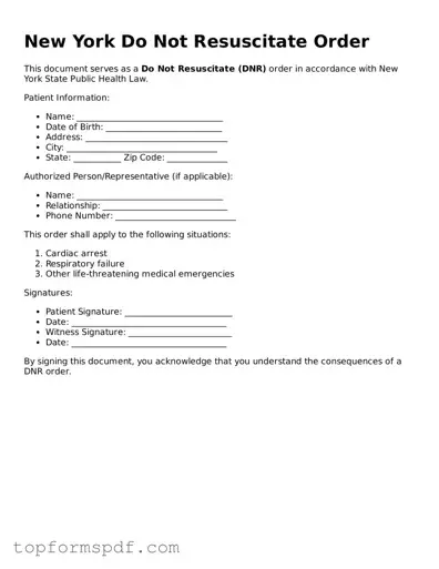 Blank New York Do Not Resuscitate Order Template