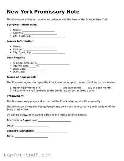 Blank New York Promissory Note Template