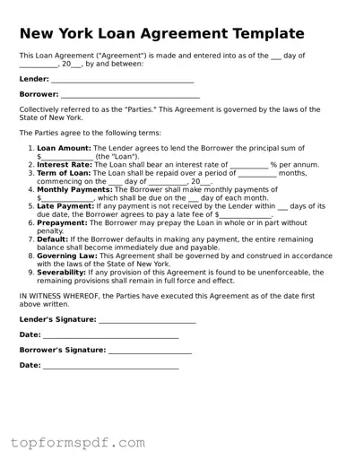 Blank New York Loan Agreement Template