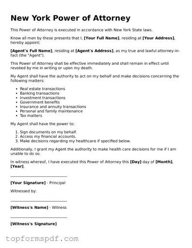 Blank New York Power of Attorney Template