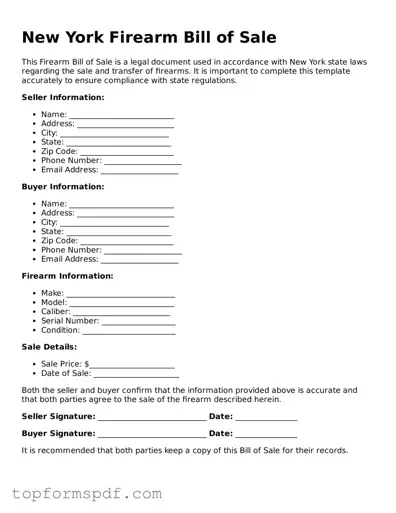 Blank New York Firearm Bill of Sale Template