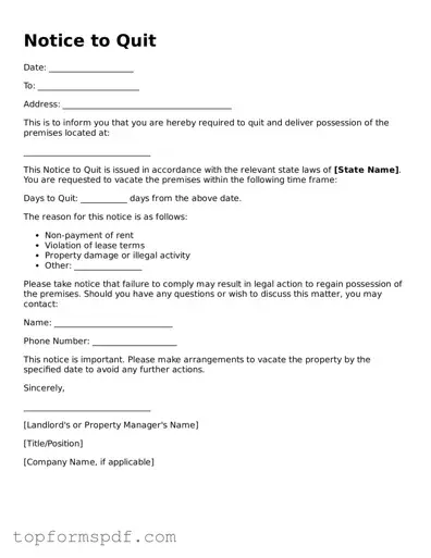 Legal Notice to Quit Form