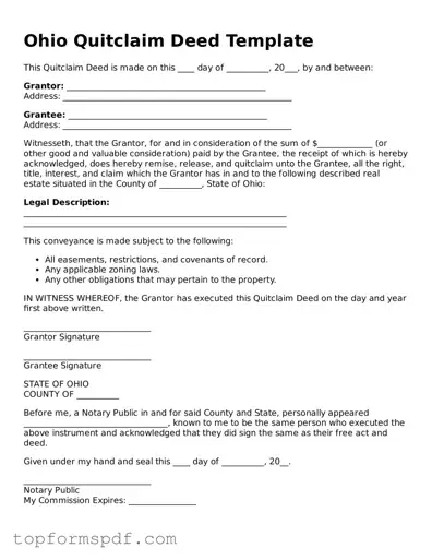Blank Ohio Quitclaim Deed Template