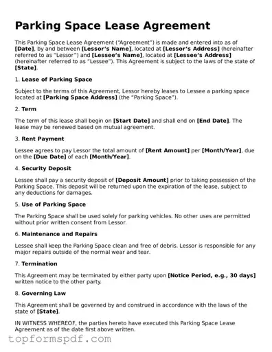 Legal Parking Space Lease Agreement Form