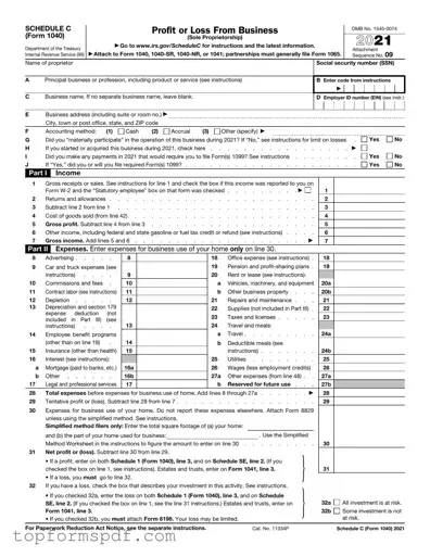 IRS Schedule C 1040 Template