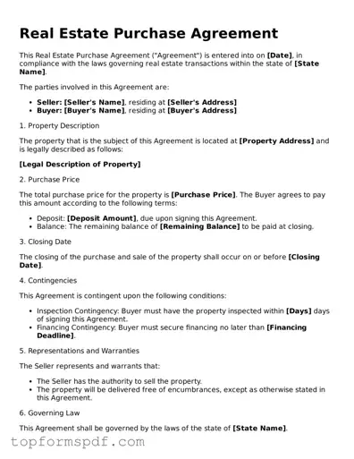Legal Real Estate Purchase Agreement Form
