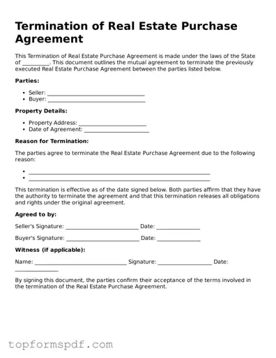 Legal Termination of Real Estate Purchase Agreement Form