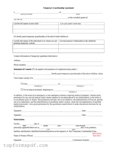 Temporary Custody Template