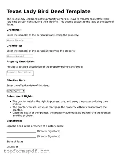 Blank Texas Lady Bird Deed Template