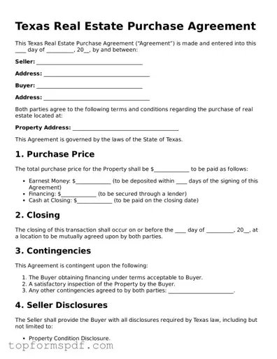 Blank Texas Real Estate Purchase Agreement Template