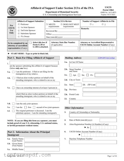 USCIS I-864 Template