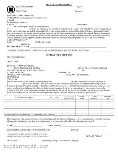 Chicago Title Waiver Format Template