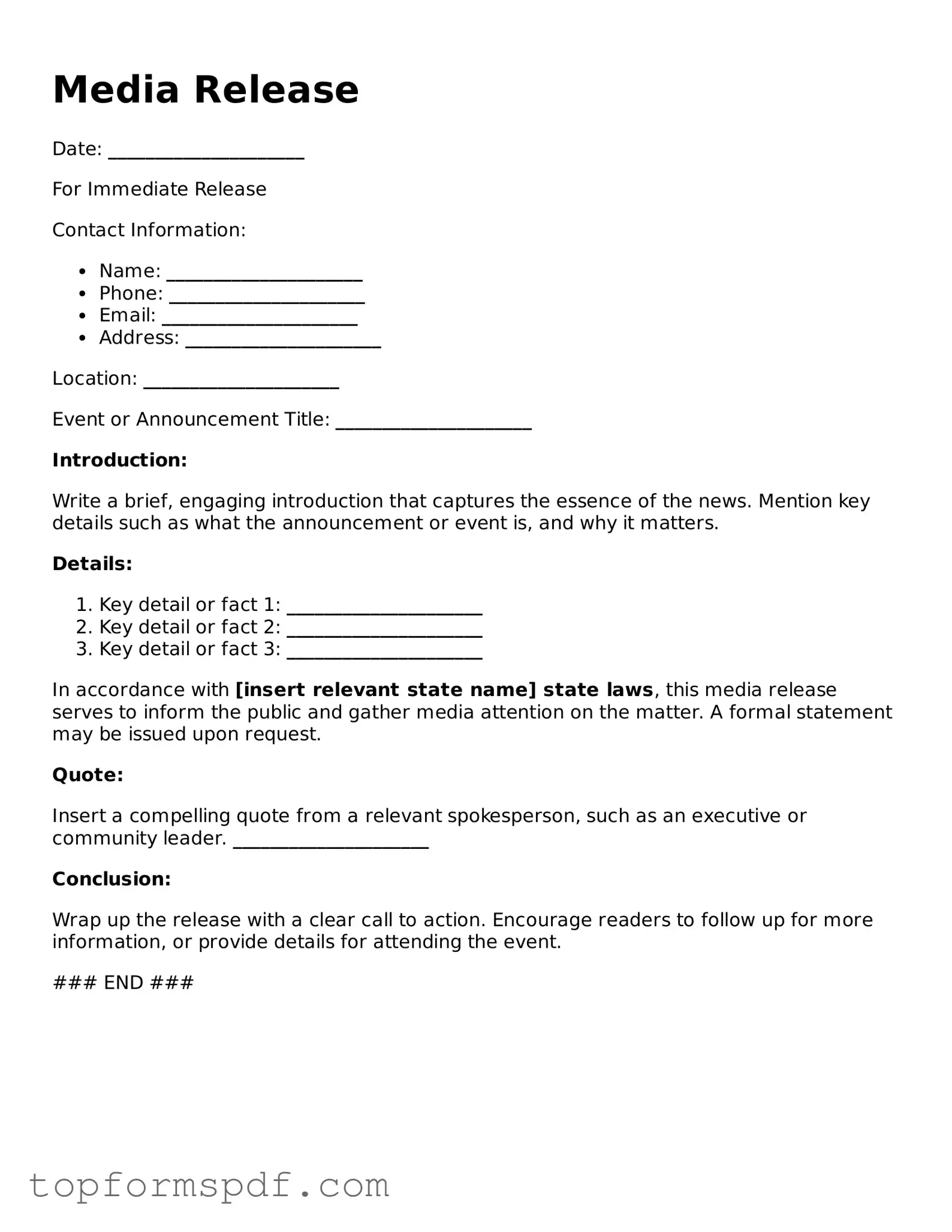 Legal Media Release Form