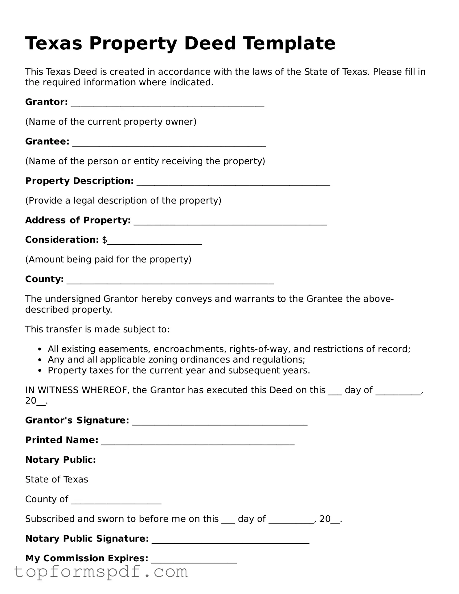 Blank Texas Deed Template